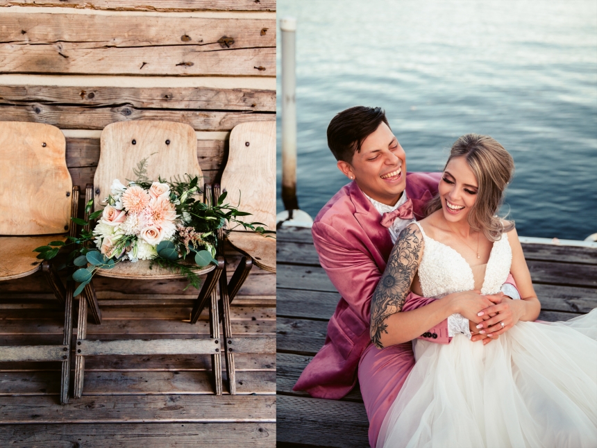 green gates at flowing lake wedding